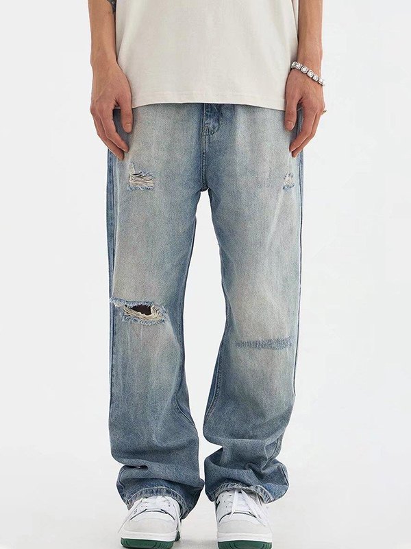Asymmetrische, zerrissene Herrenjeans-3