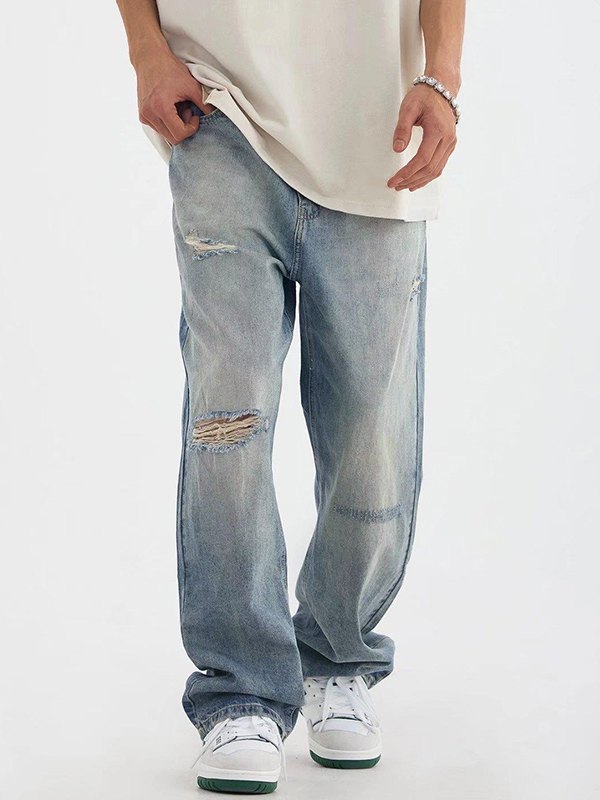 Asymmetrische, zerrissene Herrenjeans-4