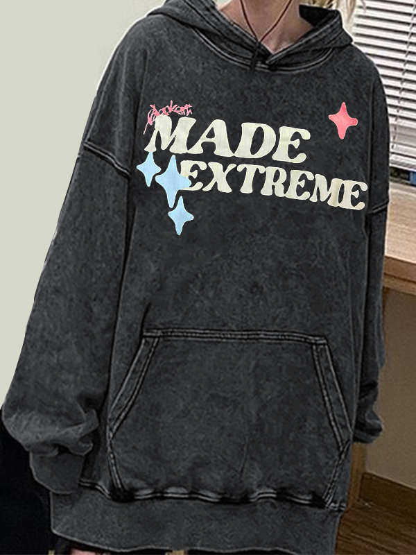 Übergroßer Hip-Pop-Kapuzenpullover mit Distressed-Skull-Print für Herren-1